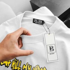 [ Big Men] Áo thun cotton màu trắng in mặt cười My Vibes thời trang bigsize nam 55- 135 kg.