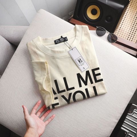 [ Big Men] Áo thun chất vải cotton màu kem loang màu in Call Me thời trang bigsize nam 85- 135 kg