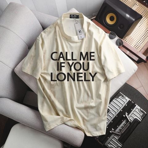 [ Big Men] Áo thun chất vải cotton màu kem loang màu in Call Me thời trang bigsize nam 85- 135 kg
