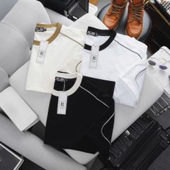 [ Big Men] Áo thun chất vải cotton phối sọc vai thời trang bigsize nam 85- 135 kg