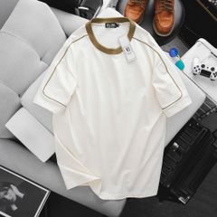 [ Big Men] Áo thun chất vải cotton phối sọc vai thời trang bigsize nam 85- 135 kg