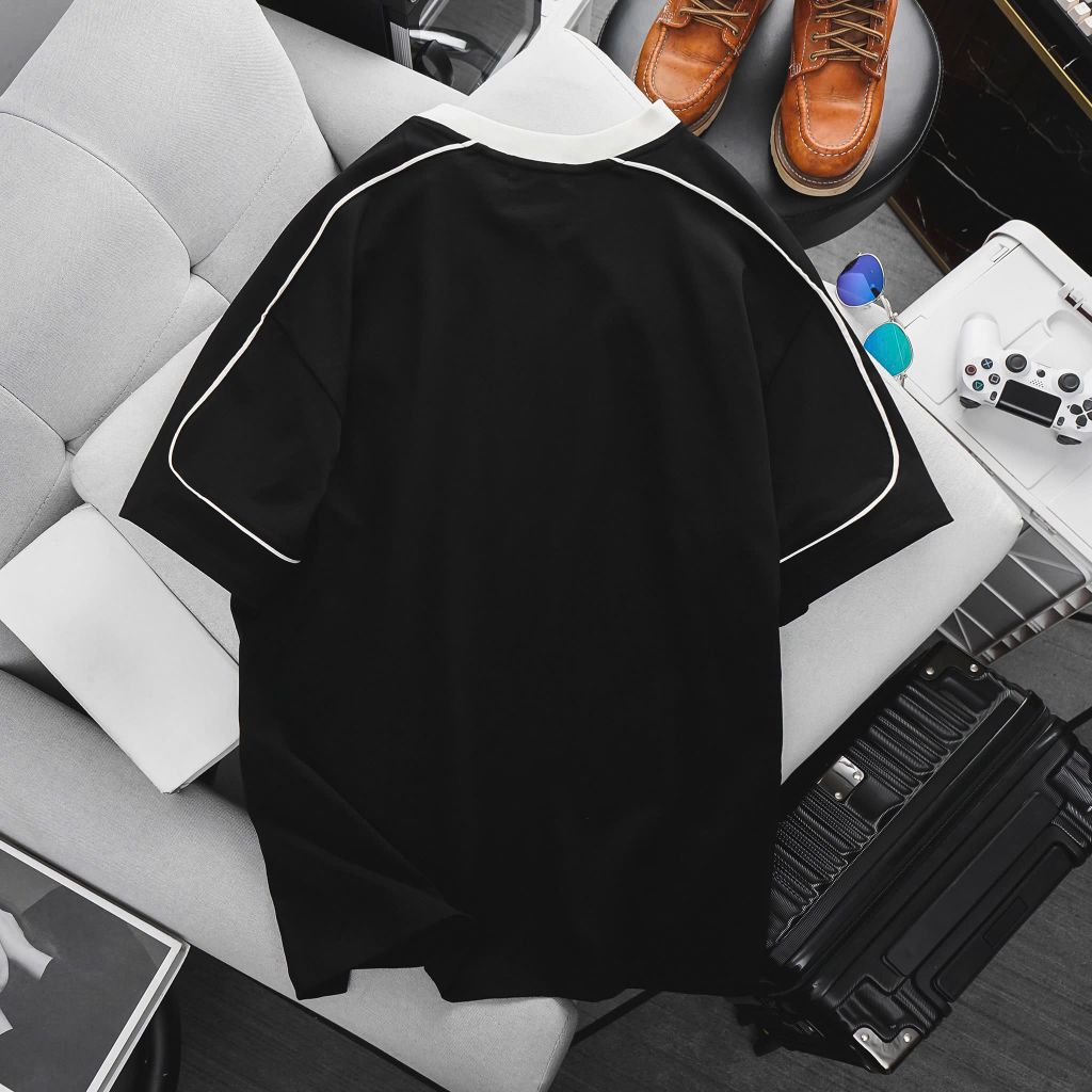 [ Big Men] Áo thun chất vải cotton phối sọc vai thời trang bigsize nam 85- 135 kg