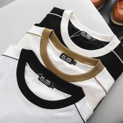 [ Big Men] Áo thun chất vải cotton phối sọc vai thời trang bigsize nam 85- 135 kg