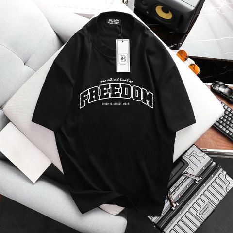 [ Big Men] Set bộ quần áo cotton đồng bộ in Freedom thời trang bigsize nam 85- 135 kg