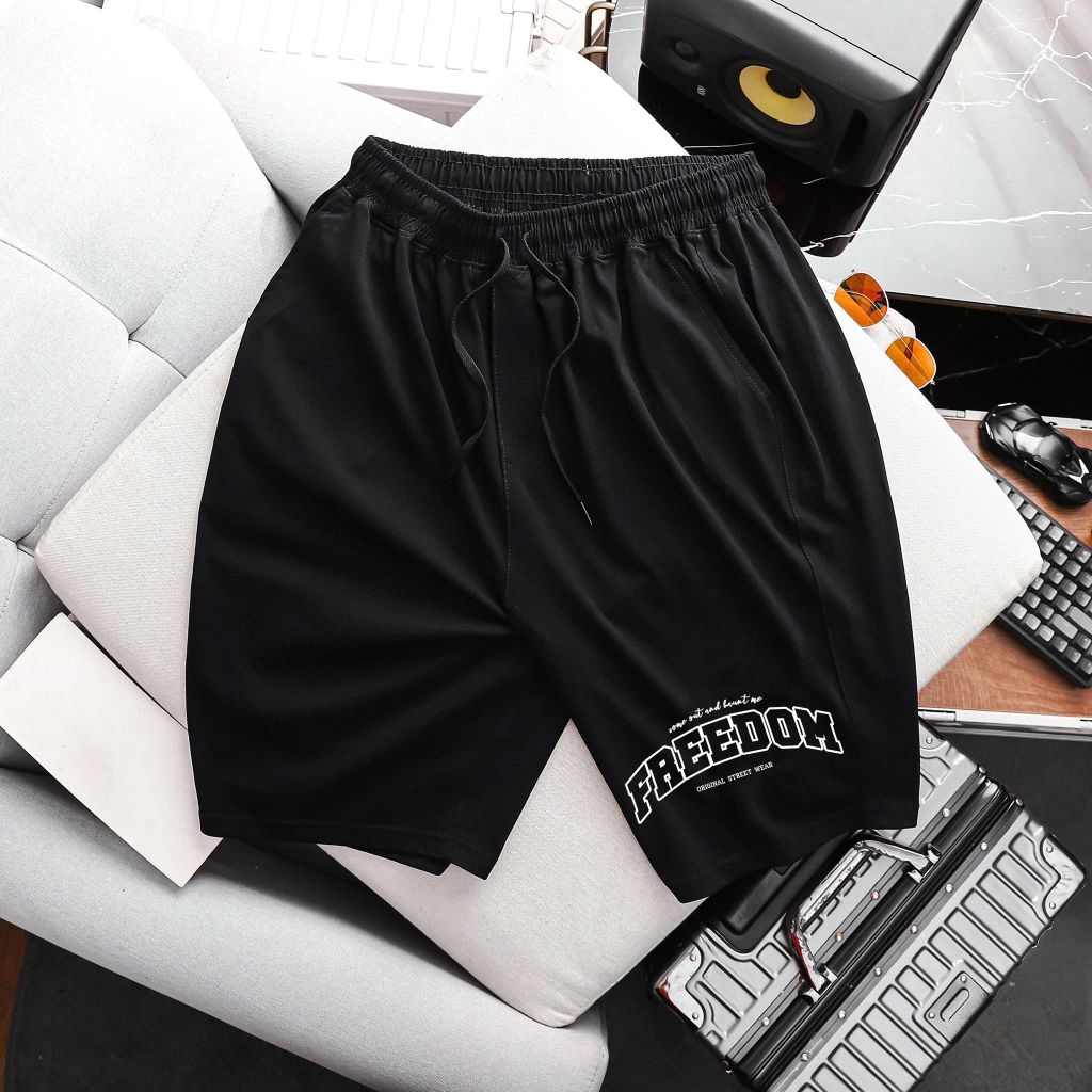 [ Big Men] Set bộ quần áo cotton đồng bộ in Freedom thời trang bigsize nam 85- 135 kg