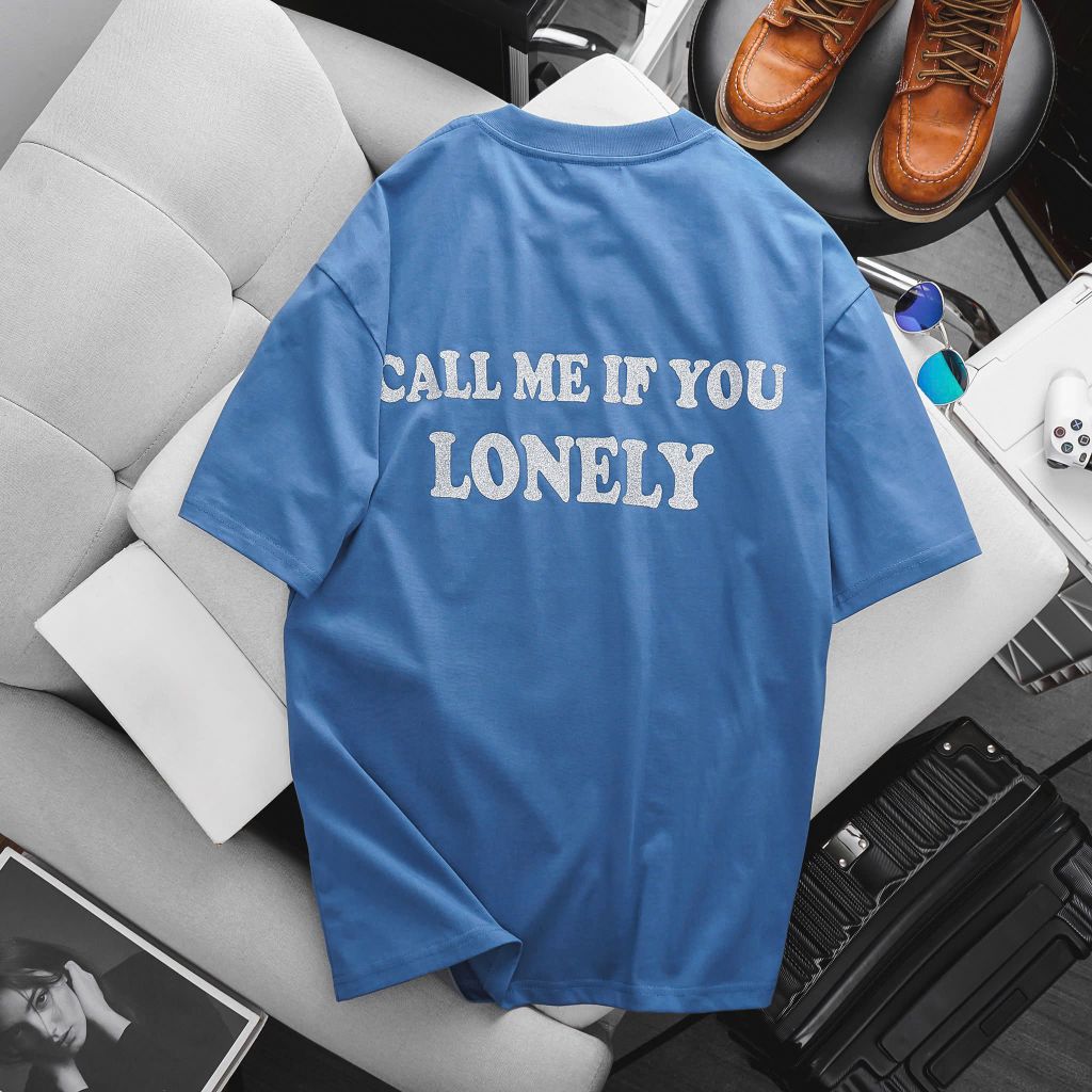 [ Big Men] Áo thun cotton in chữ kim tuyến 2 mặt độc lạ thời trang bigsize nam 85- 135 kg_ lonely