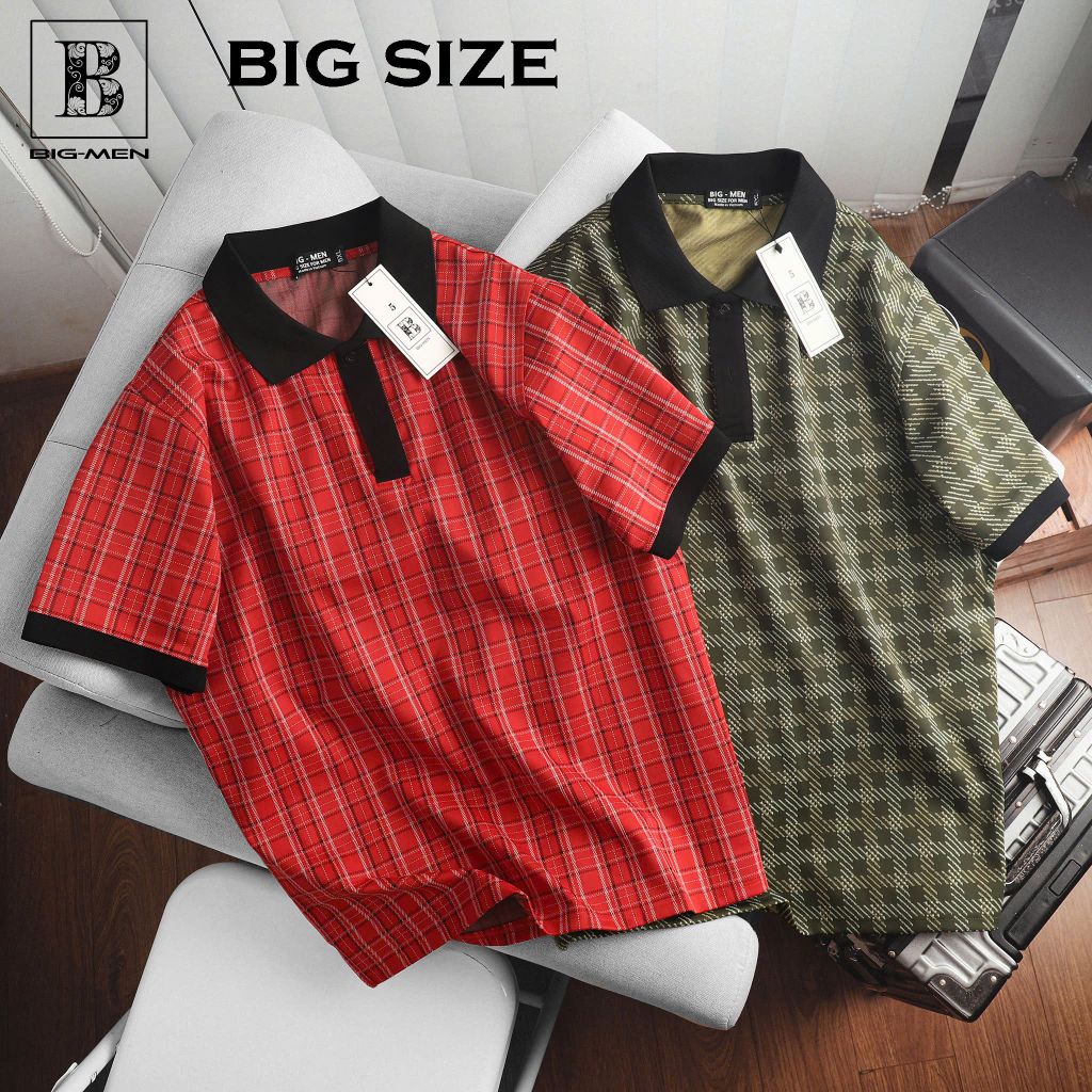 Big Men- Áo thun polo chất vải umi họa tiết thời trang bigsize nam 85- 135 kg