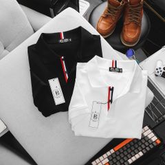 Big Men - Áo thun polo cá sấu cotton phối sọc cổ quốc dân form big size 85-130kg