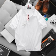 Big Men - Áo thun polo cá sấu cotton phối sọc cổ quốc dân form big size 85-130kg