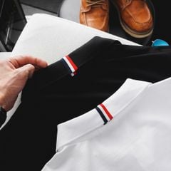 Big Men - Áo thun polo cá sấu cotton phối sọc cổ quốc dân form big size 85-130kg