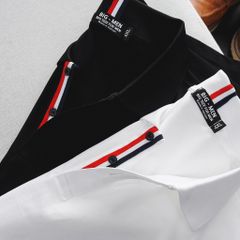 Big Men - Áo thun polo cá sấu cotton phối sọc cổ quốc dân form big size 85-130kg