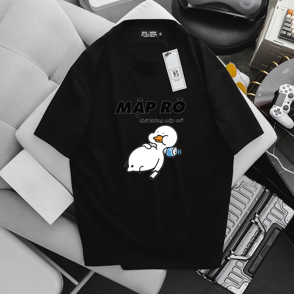 [ Big Men] Áo thun cotton in vịt mập dễ thương thời trang bigsize nam 85- 135 kg.