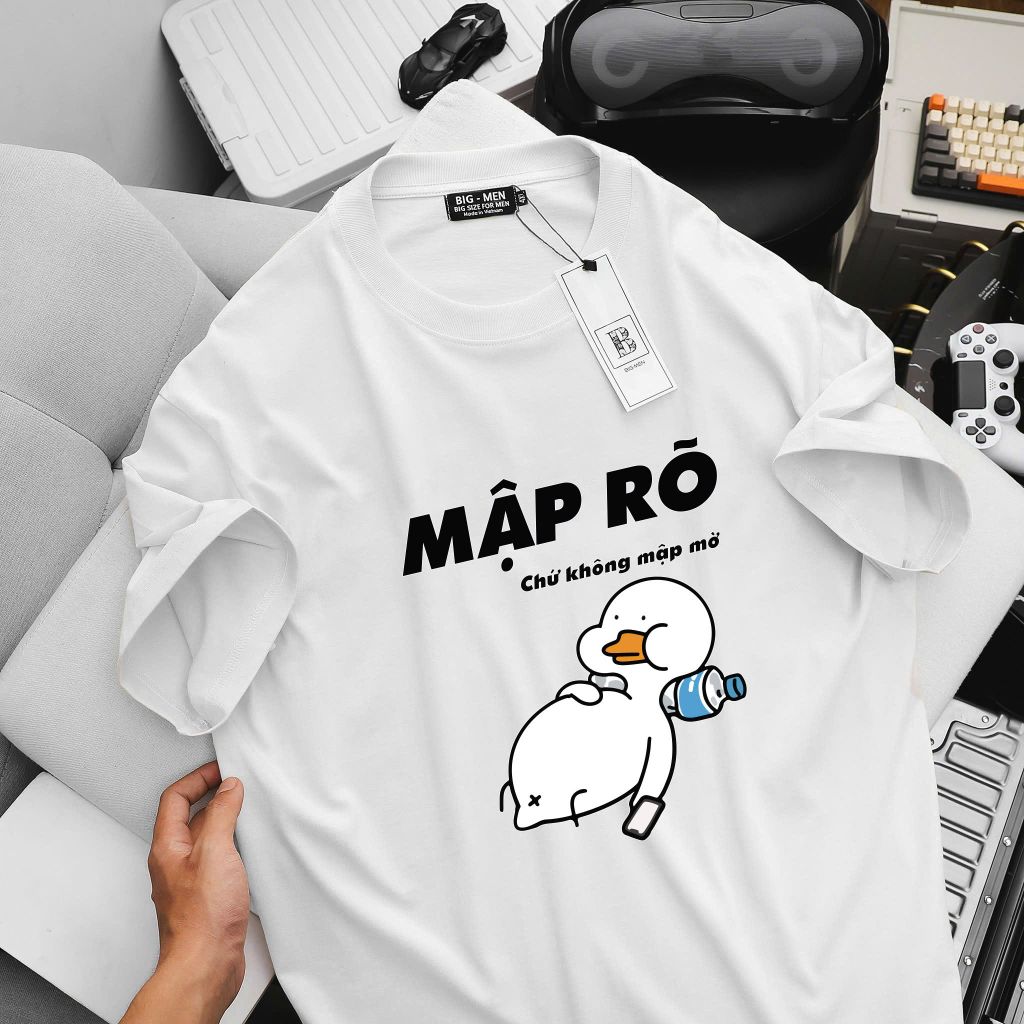[ Big Men] Áo thun cotton in vịt mập dễ thương thời trang bigsize nam 85- 135 kg.