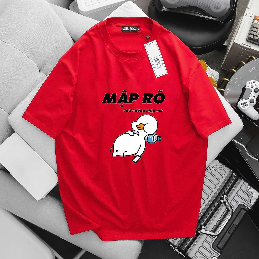 [ Big Men] Áo thun cotton in vịt mập dễ thương thời trang bigsize nam 85- 135 kg.