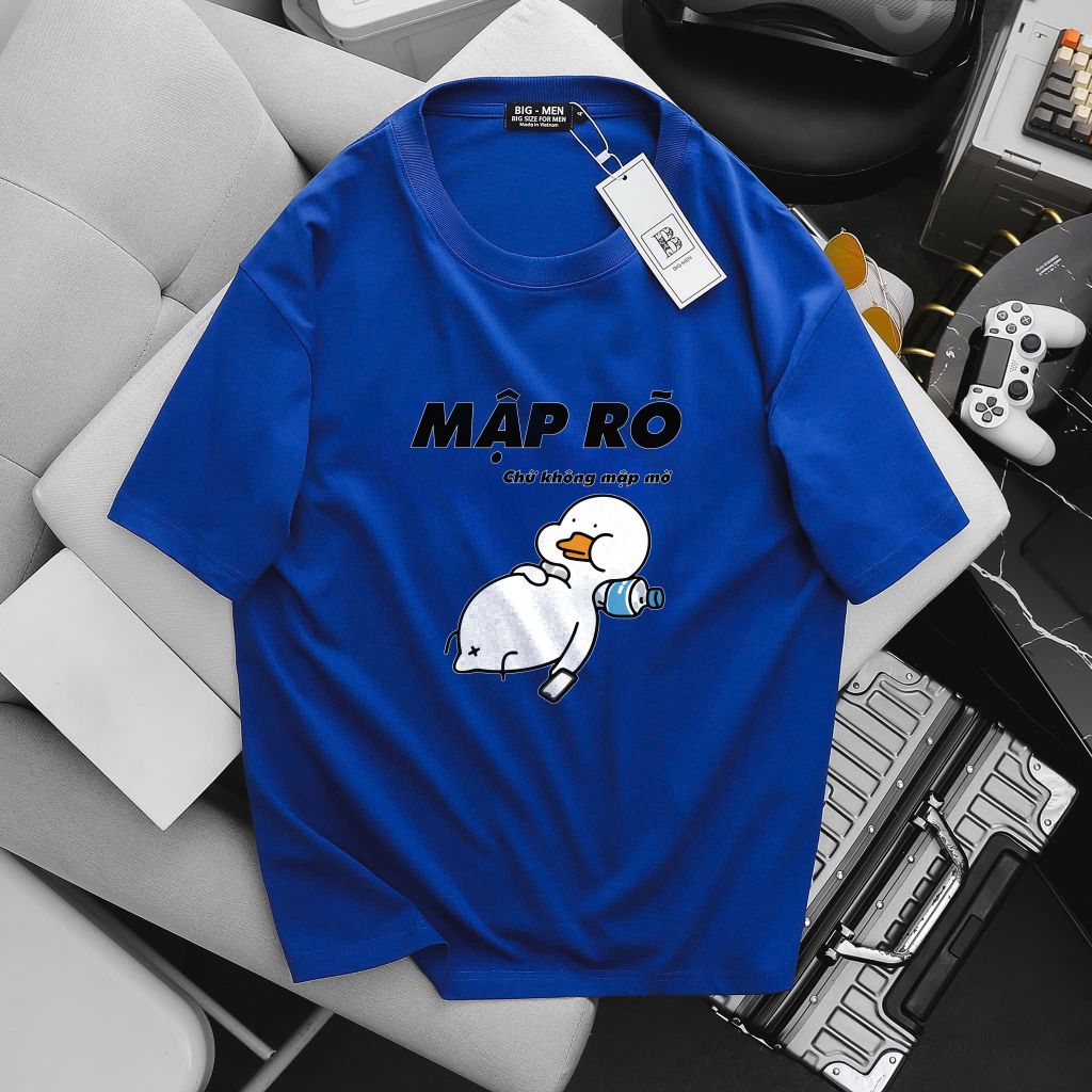 [ Big Men] Áo thun cotton in vịt mập dễ thương thời trang bigsize nam 85- 135 kg.