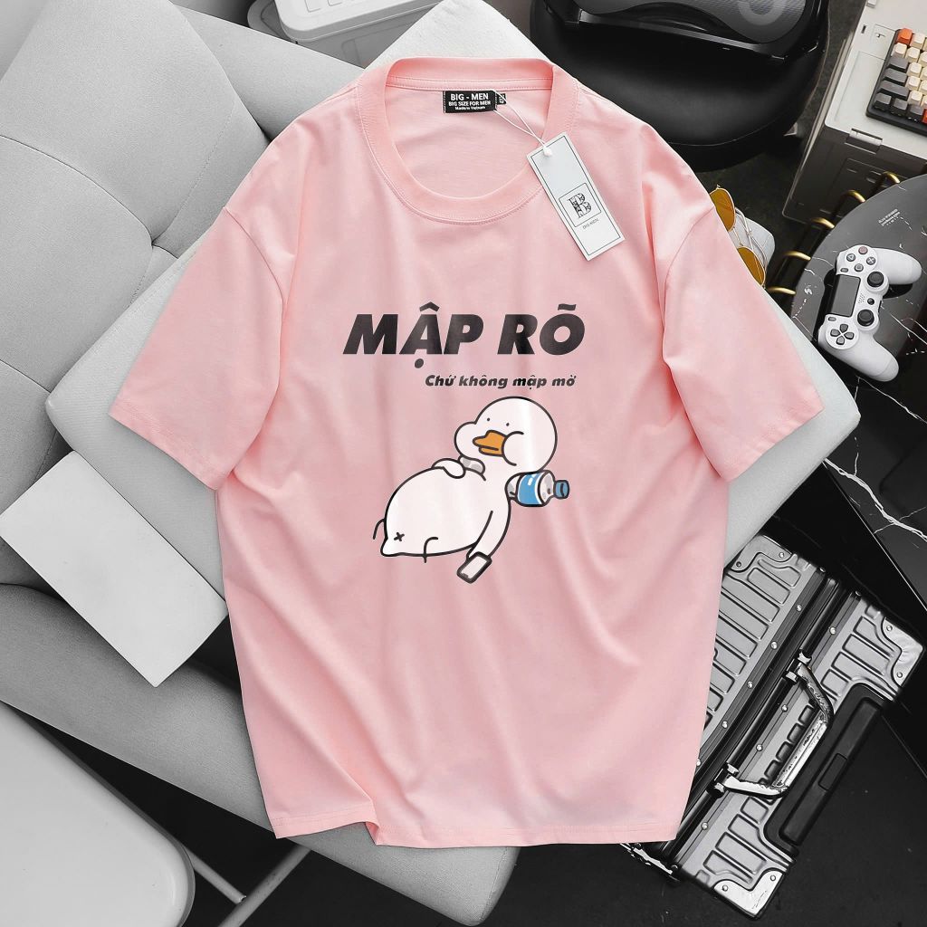 [ Big Men] Áo thun cotton in vịt mập dễ thương thời trang bigsize nam 85- 135 kg.