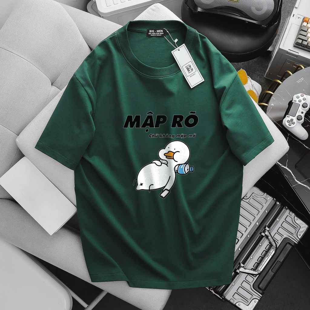 [ Big Men] Áo thun cotton in vịt mập dễ thương thời trang bigsize nam 85- 135 kg.