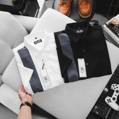 [Big Men] Áo sơ mi tay ngắn chất vải mango 2 sọc to lịch lãm thời trang bigsize nam 80- 130 kg