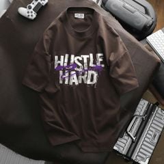 [ Big Men] Áo thun cotton in Hustle Hard thời trang cá tính bigsize nam 85-135 kg