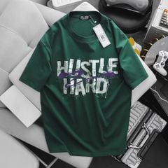 [ Big Men] Áo thun cotton in Hustle Hard thời trang cá tính bigsize nam 85-135 kg