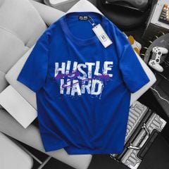 [ Big Men] Áo thun cotton in Hustle Hard thời trang cá tính bigsize nam 85-135 kg