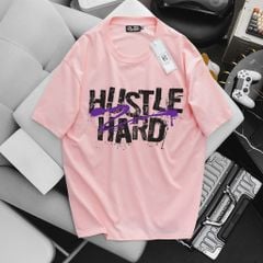 [ Big Men] Áo thun cotton in Hustle Hard thời trang cá tính bigsize nam 85-135 kg