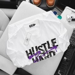 [ Big Men] Áo thun cotton in Hustle Hard thời trang cá tính bigsize nam 85-135 kg