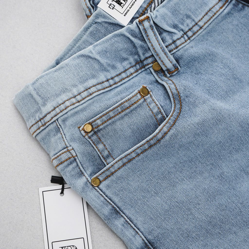 Quần jean nam bigsize màu xanh nhạt form ống đứng size 80 - 130kg