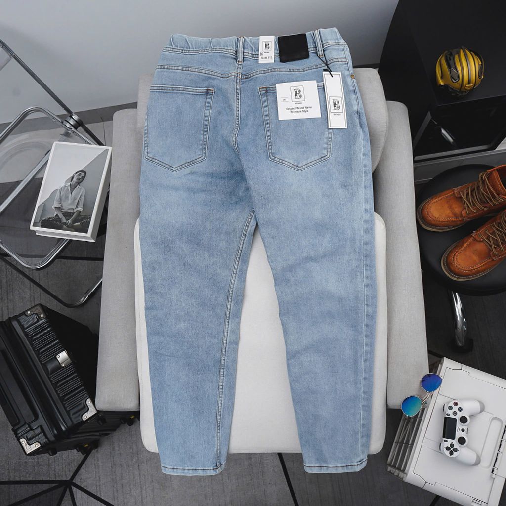 Quần jean nam bigsize màu xanh nhạt form ống đứng size 80 - 130kg