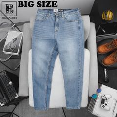 Quần jean dài tông xanh nhạt trơn và phối rách thời trang bigsize nam 80- 130 kg_ Mã 479