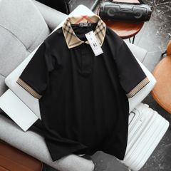 Áo thun polo chất vải cotton phối cổ đơn giản, basic bigsize nam< 135 kg