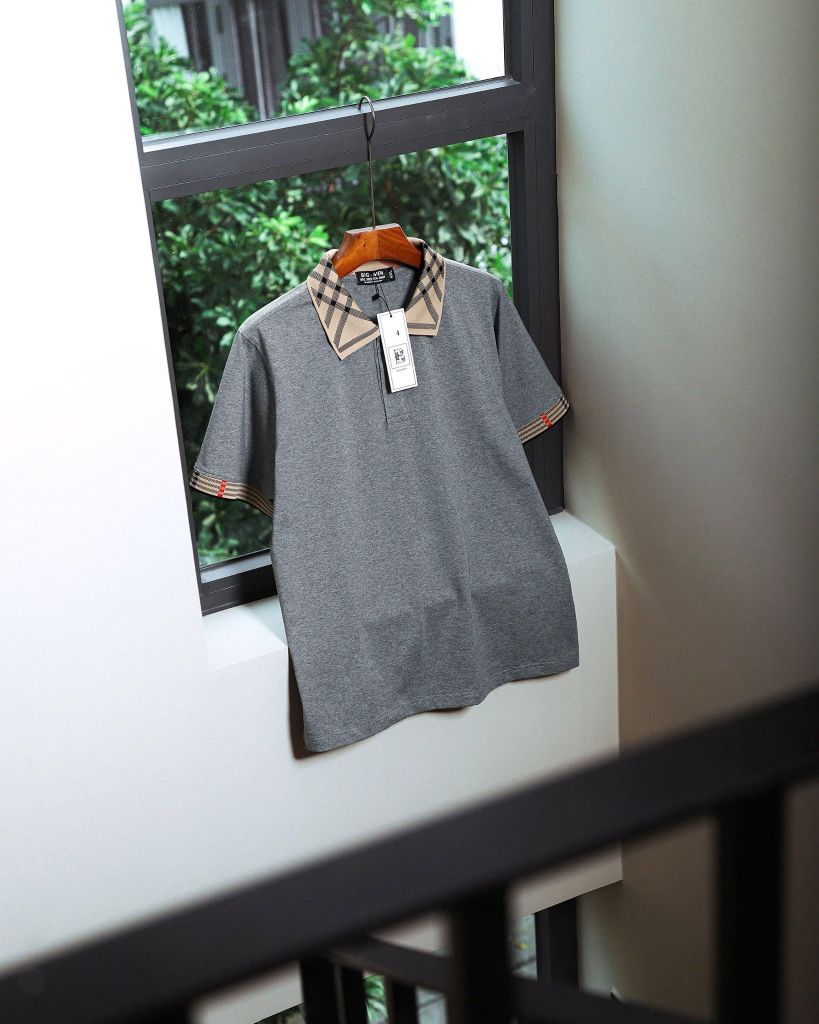 Áo thun polo chất vải cotton phối cổ đơn giản, basic bigsize nam< 135 kg