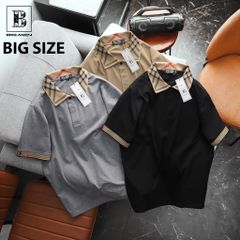 Áo thun polo chất vải cotton phối cổ đơn giản, basic bigsize nam< 135 kg