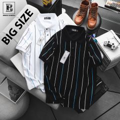 Áo thun polo cotton phối sọc dọc thời trang bigsize nam< 135 kg
