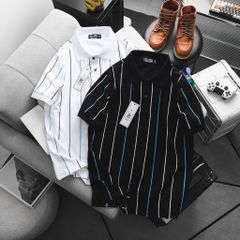 Áo thun polo cotton phối sọc dọc thời trang bigsize nam< 135 kg