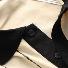 Áo thun polo cotton thêu số 25 phối sọc dọc thời trang bigsize nam< 135 kg