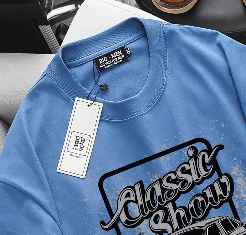 [ Big Men] Áo thun cotton in hình xe CLASSIC SHOW thời trang bigsize nam 85- 135 kg