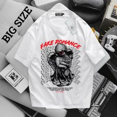 [Big Men] Áo thun cotton in họa tiết Tượng fake romance thời trang bigsize nam< 135 kg