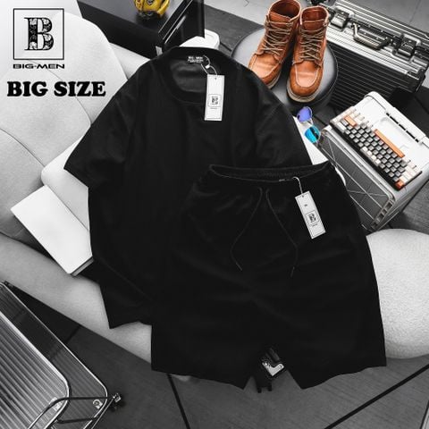 Big Men- Set bộ quần áo chất vải tổ ong thoáng mát thời trang mùa hè big size nam 80- 125 kg