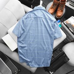[Big Men] Áo sơ mi tay ngắn phối sọc vuông lịch lãm thời trang bigsize nam 80- 130 kg
