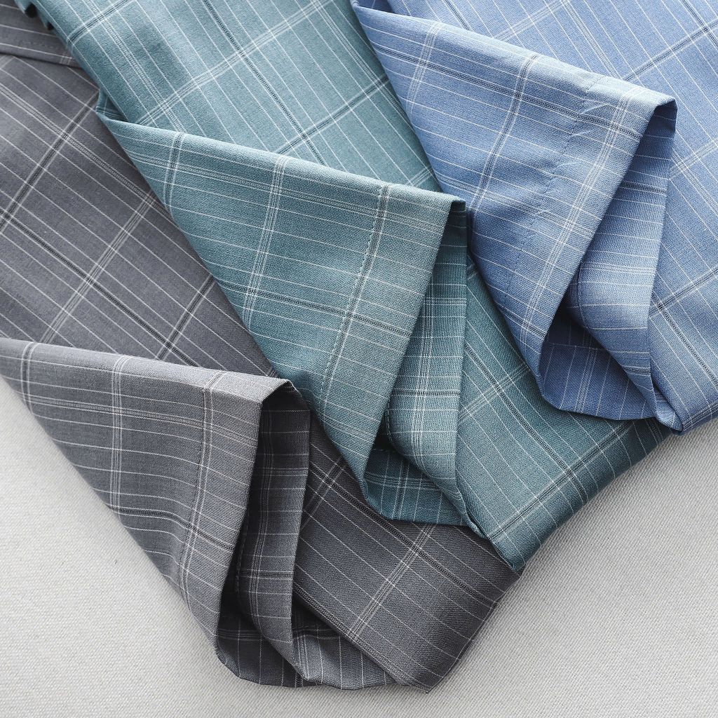 [Big Men] Áo sơ mi tay ngắn phối sọc vuông lịch lãm thời trang bigsize nam 80- 130 kg