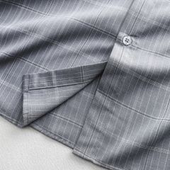 [Big Men] Áo sơ mi tay ngắn phối sọc vuông lịch lãm thời trang bigsize nam 80- 130 kg