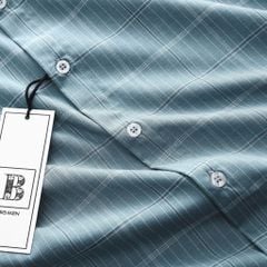 [Big Men] Áo sơ mi tay ngắn phối sọc vuông lịch lãm thời trang bigsize nam 80- 130 kg