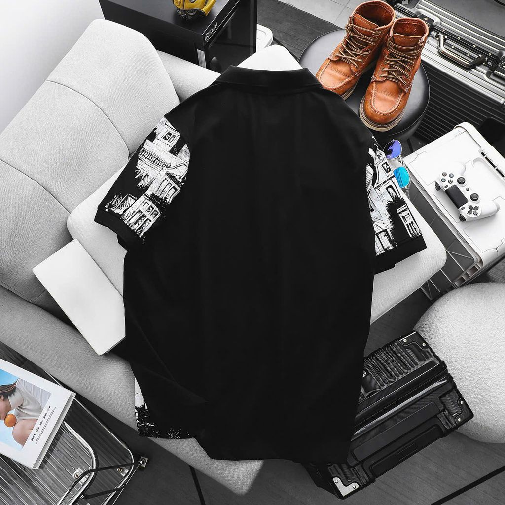 [ Big Men] Áo thun polo vải cotton in lụa toàn thân họa tiết thời trang bigsize nam 85- 135 kg