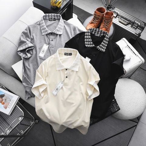 [Big Men] Áo thun polo vải cotton phối cổ thổ cẩm thời trang cỡ đại bigsize nam < 140kg - cổ sét