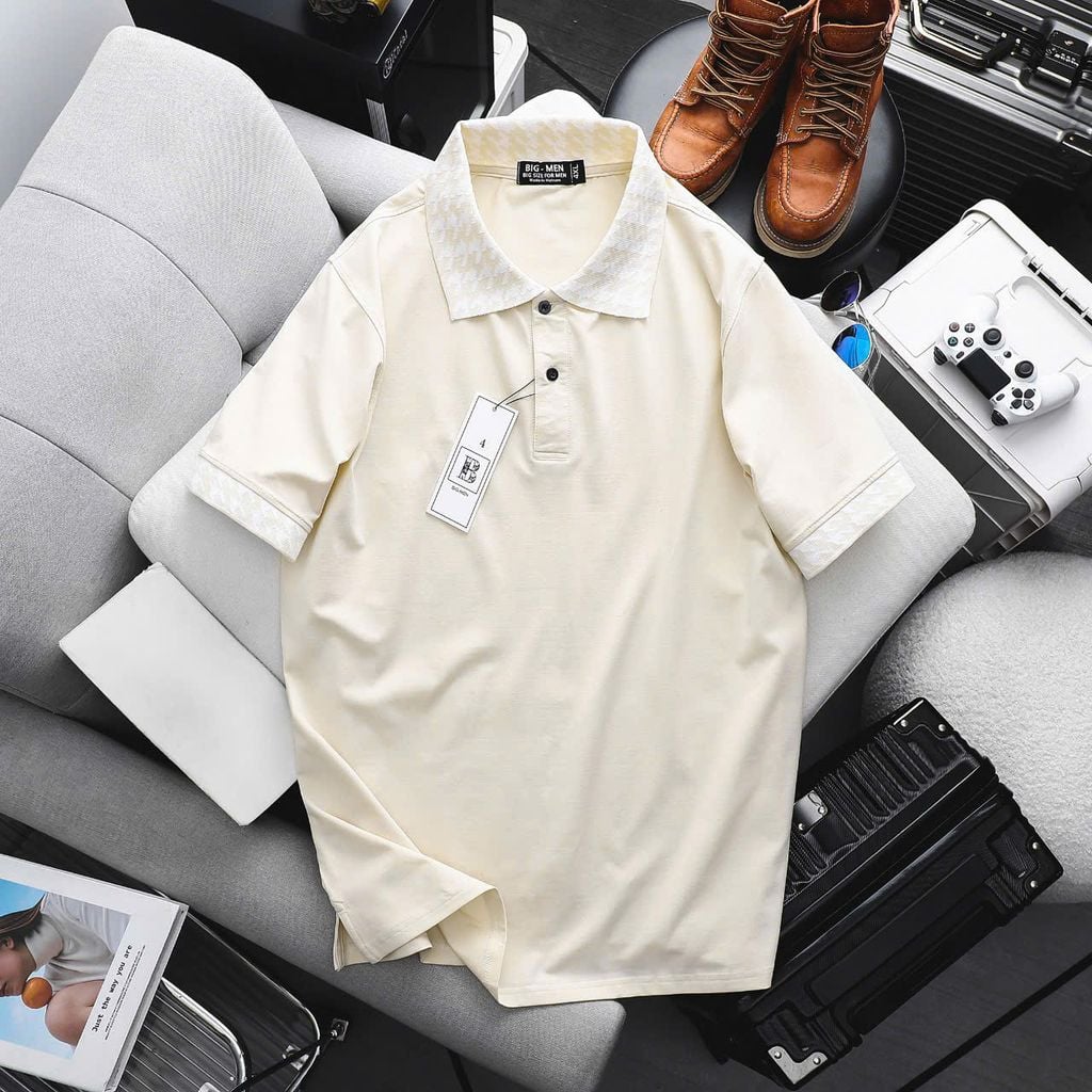 [Big Men] Áo thun polo vải cotton phối cổ thổ cẩm thời trang cỡ đại bigsize nam < 140kg - cổ sét
