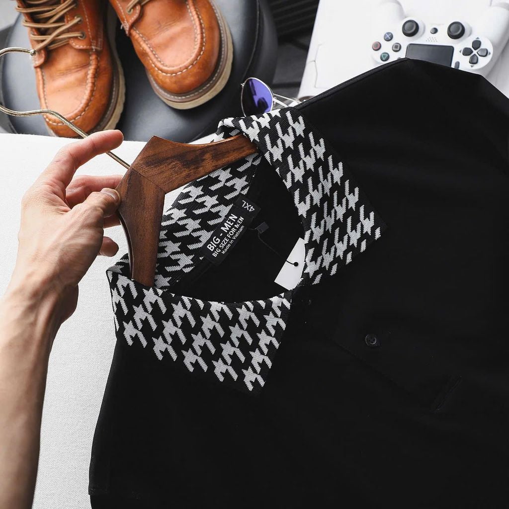 [Big Men] Áo thun polo vải cotton phối cổ thổ cẩm thời trang cỡ đại bigsize nam < 140kg - cổ sét