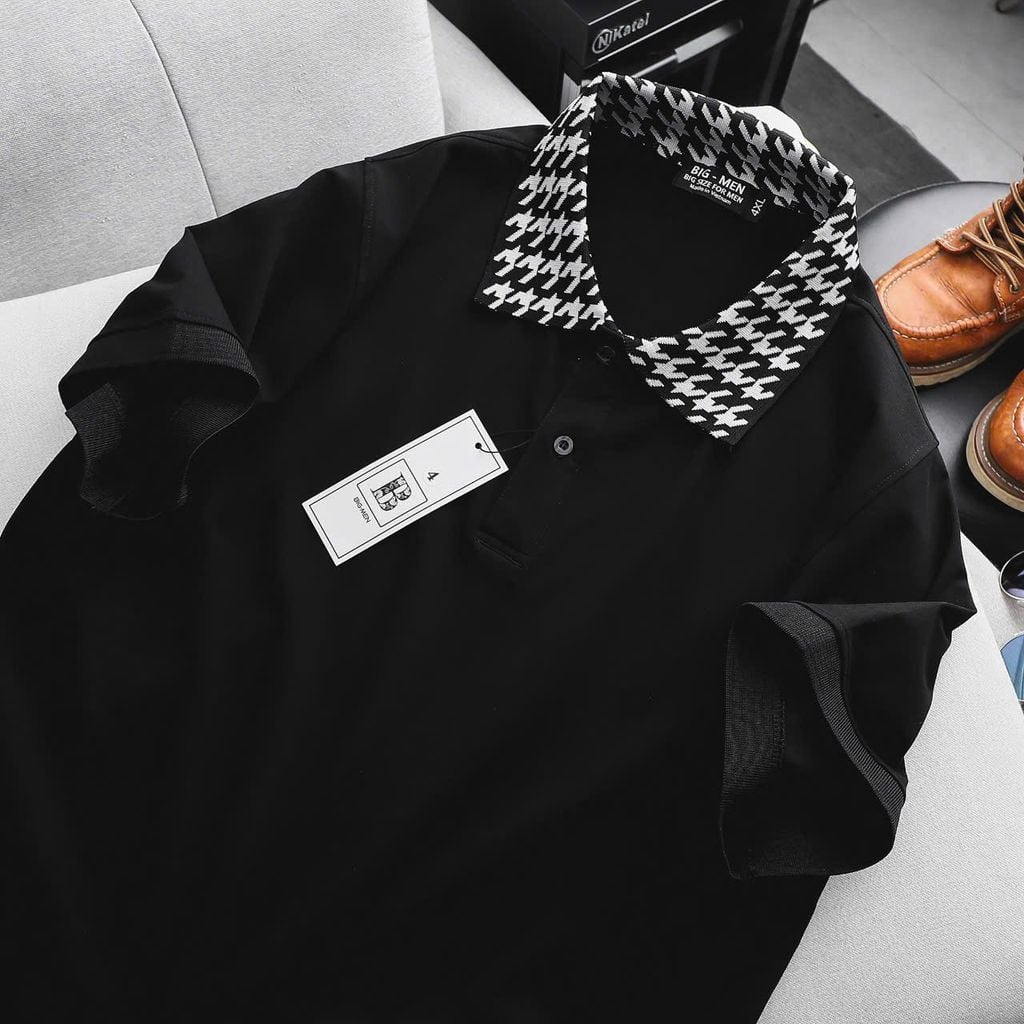 [Big Men] Áo thun polo vải cotton phối cổ thổ cẩm thời trang cỡ đại bigsize nam < 140kg - cổ sét