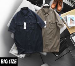 Áo sơ mi tay ngắn phối túi vải cotton thời trang nam 85-140kg - SM cotton