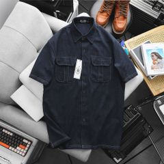 Áo sơ mi tay ngắn phối túi vải cotton thời trang nam 85-140kg - SM cotton